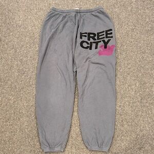 freecity womens Gray and Pink Sweatpants